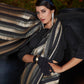 Trendy Black Pleated Silk Saree - Rajwada