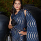 Trendy Navy Blue Pleated Silk Saree - Rajwada