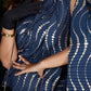 Trendy Navy Blue Pleated Silk Saree - Rajwada