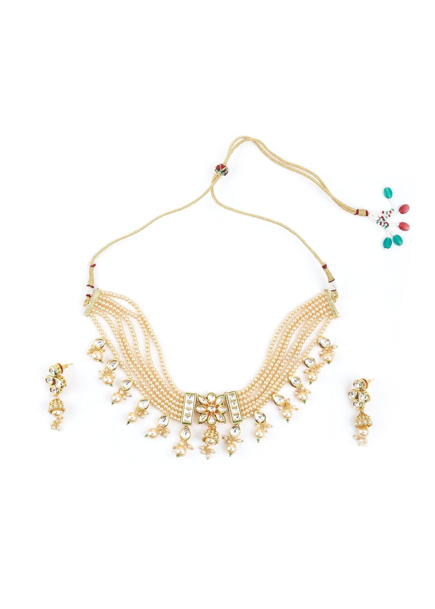 Trendy Off-white Pearl Choker Set - Rajwada