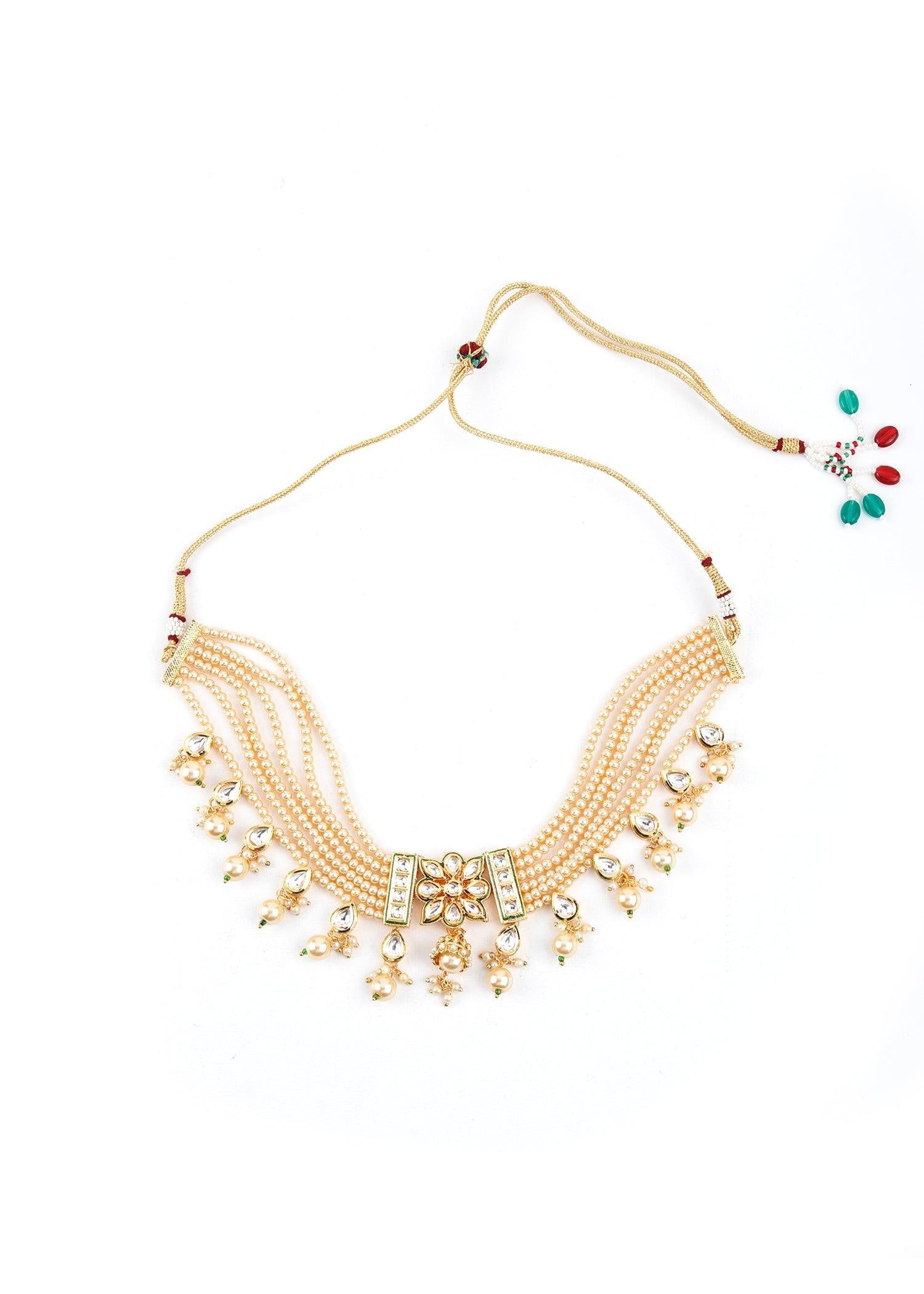 Trendy Off-white Pearl Choker Set - Rajwada