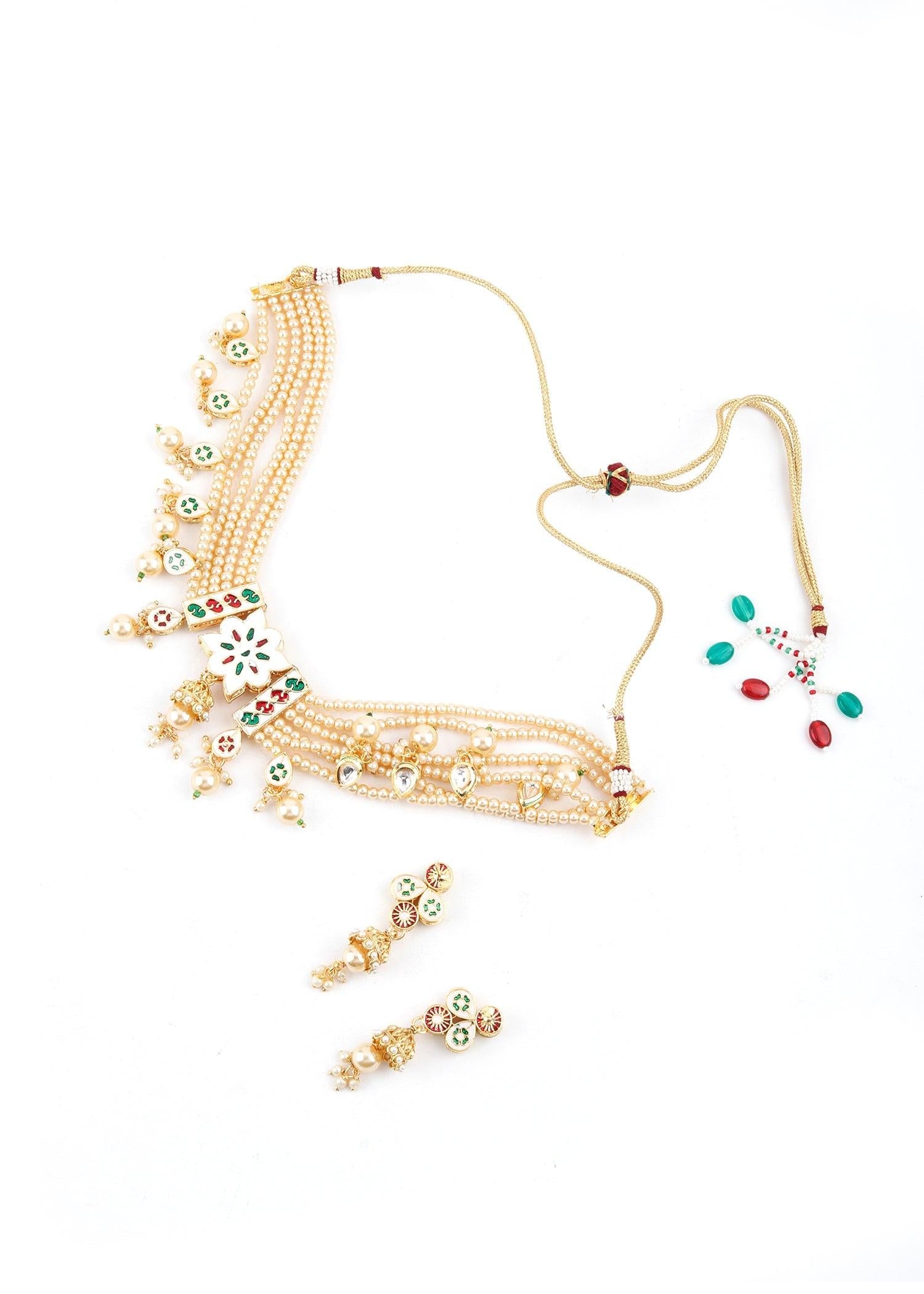 Trendy Off-white Pearl Choker Set - Rajwada