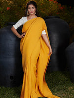 Trendy Yellow Pleated Silk Saree - Rajwada