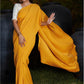 Trendy Yellow Pleated Silk Saree - Rajwada
