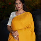 Trendy Yellow Pleated Silk Saree - Rajwada