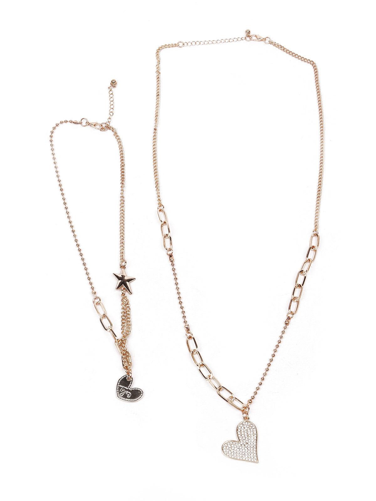 Two-piece necklace with a heart-shaped pendant - Rajwada
