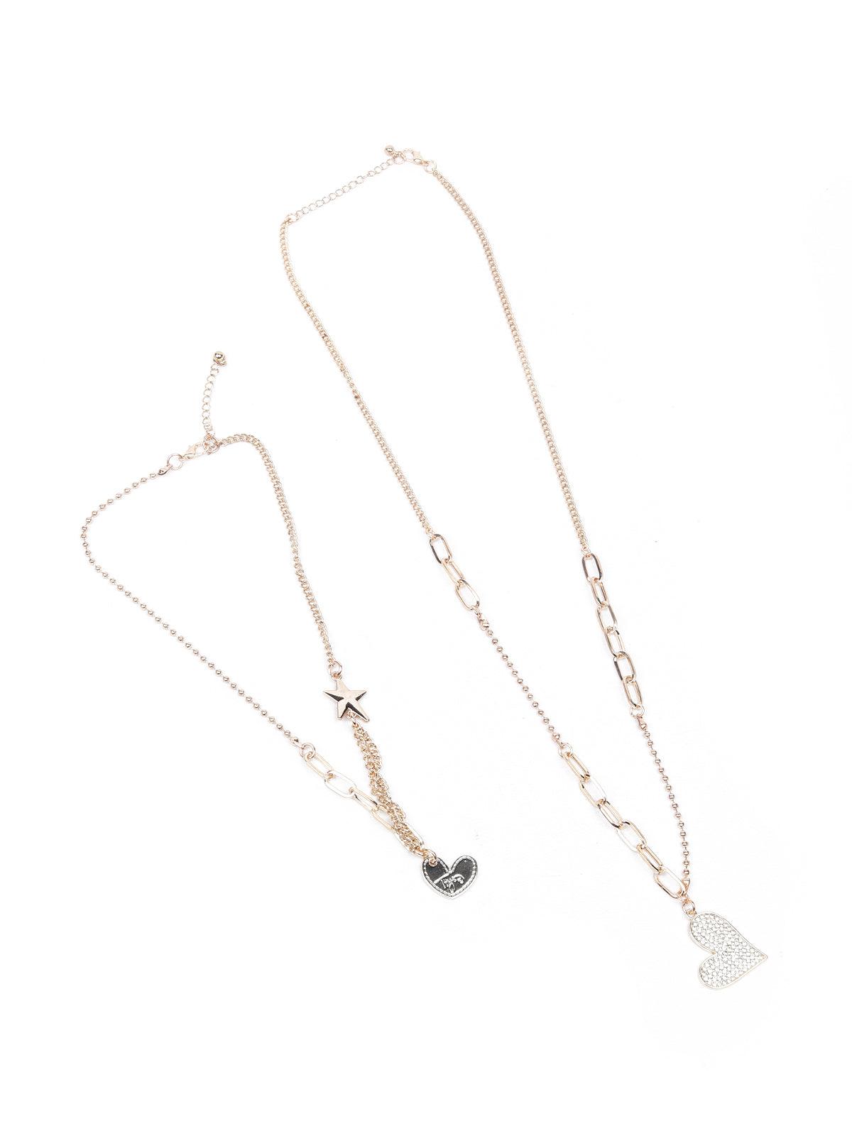 Two-piece necklace with a heart-shaped pendant - Rajwada