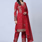 Rajwada Women Maroon Embroidered Georgette Semi Stitched Straight Partywear Suit