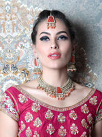 Unique Gold  and Orange Queensy Choker Set for Women - Rajwada