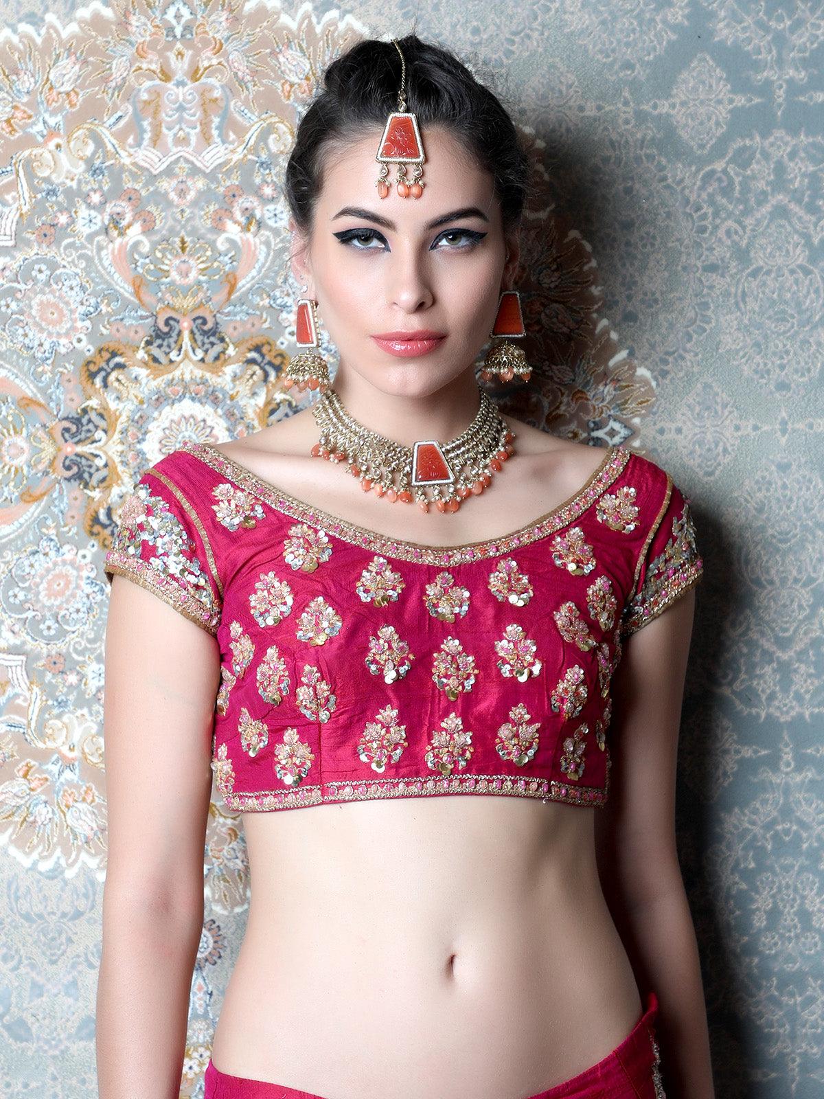 Unique Gold  and Orange Queensy Choker Set for Women - Rajwada