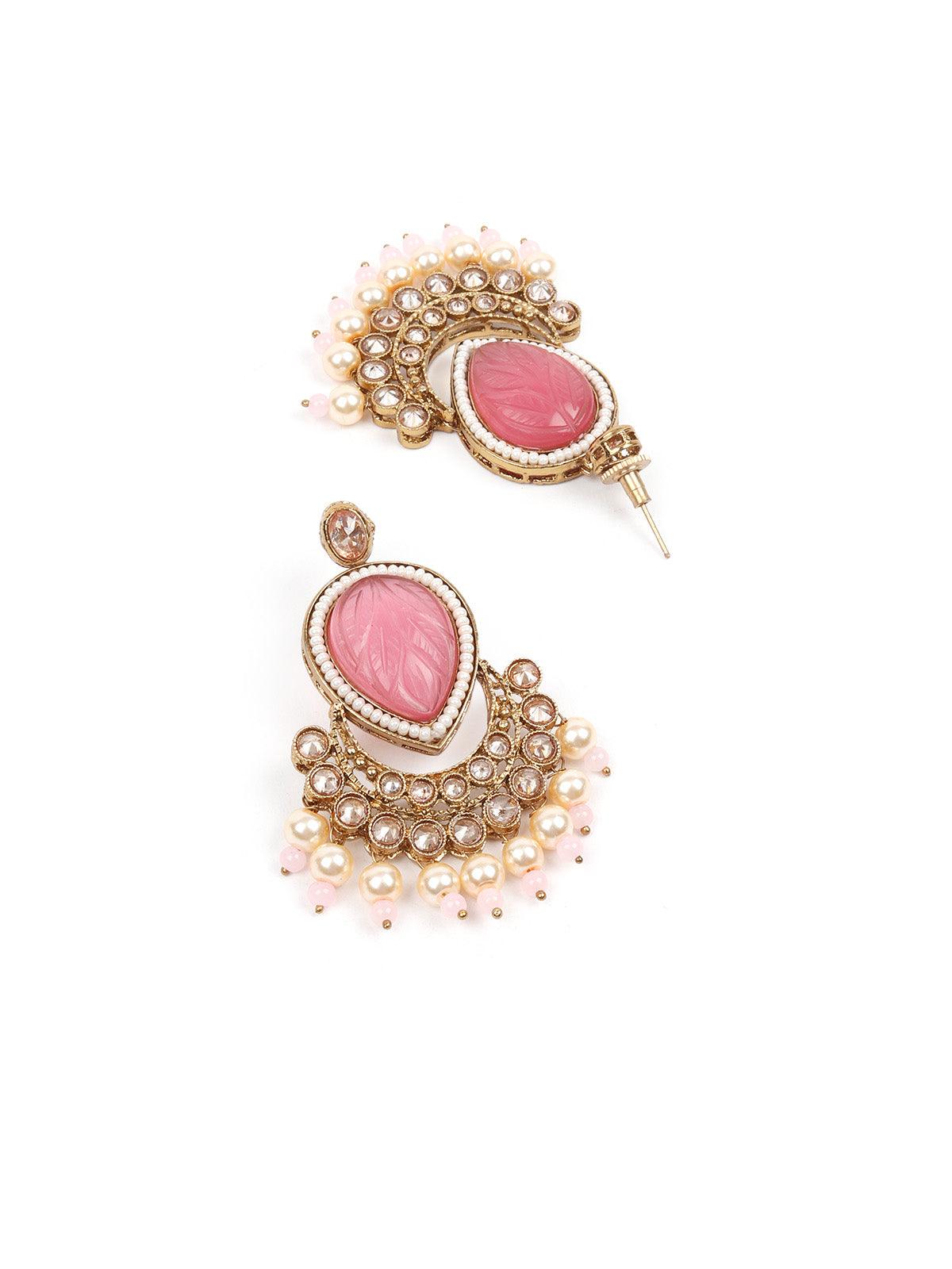 Unique Gold  and Pink Queensy Choker Set for Women - Rajwada