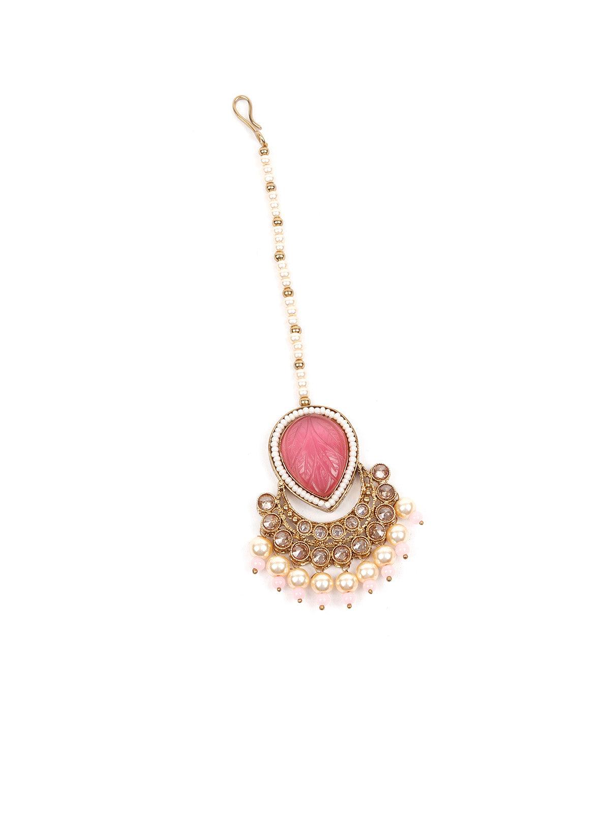 Unique Gold  and Pink Queensy Choker Set for Women - Rajwada