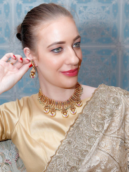 Unique Gold Studded Choker Set for Women - Rajwada