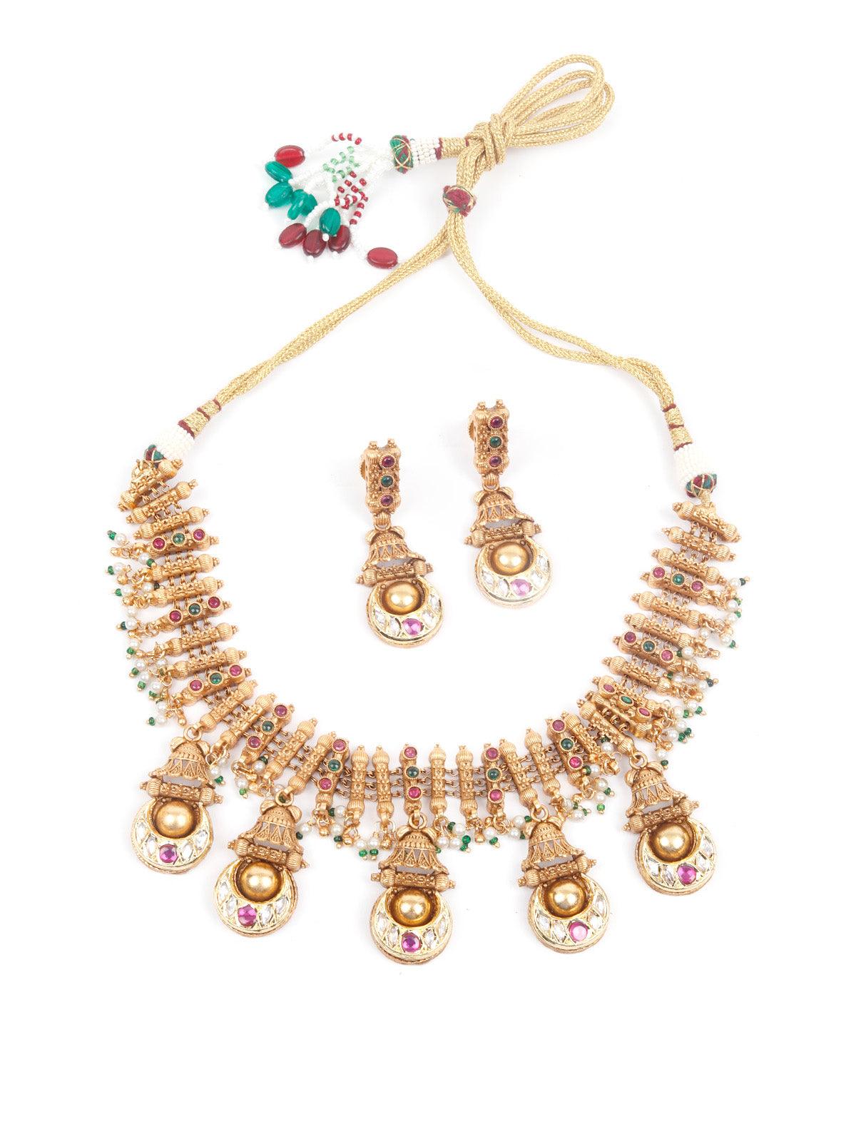 Unique Gold Studded Choker Set for Women - Rajwada