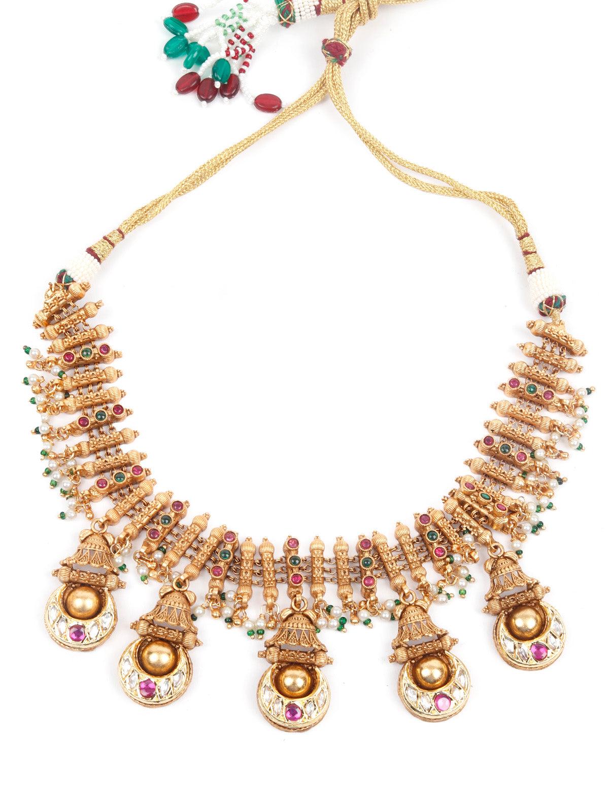 Unique Gold Studded Choker Set for Women - Rajwada