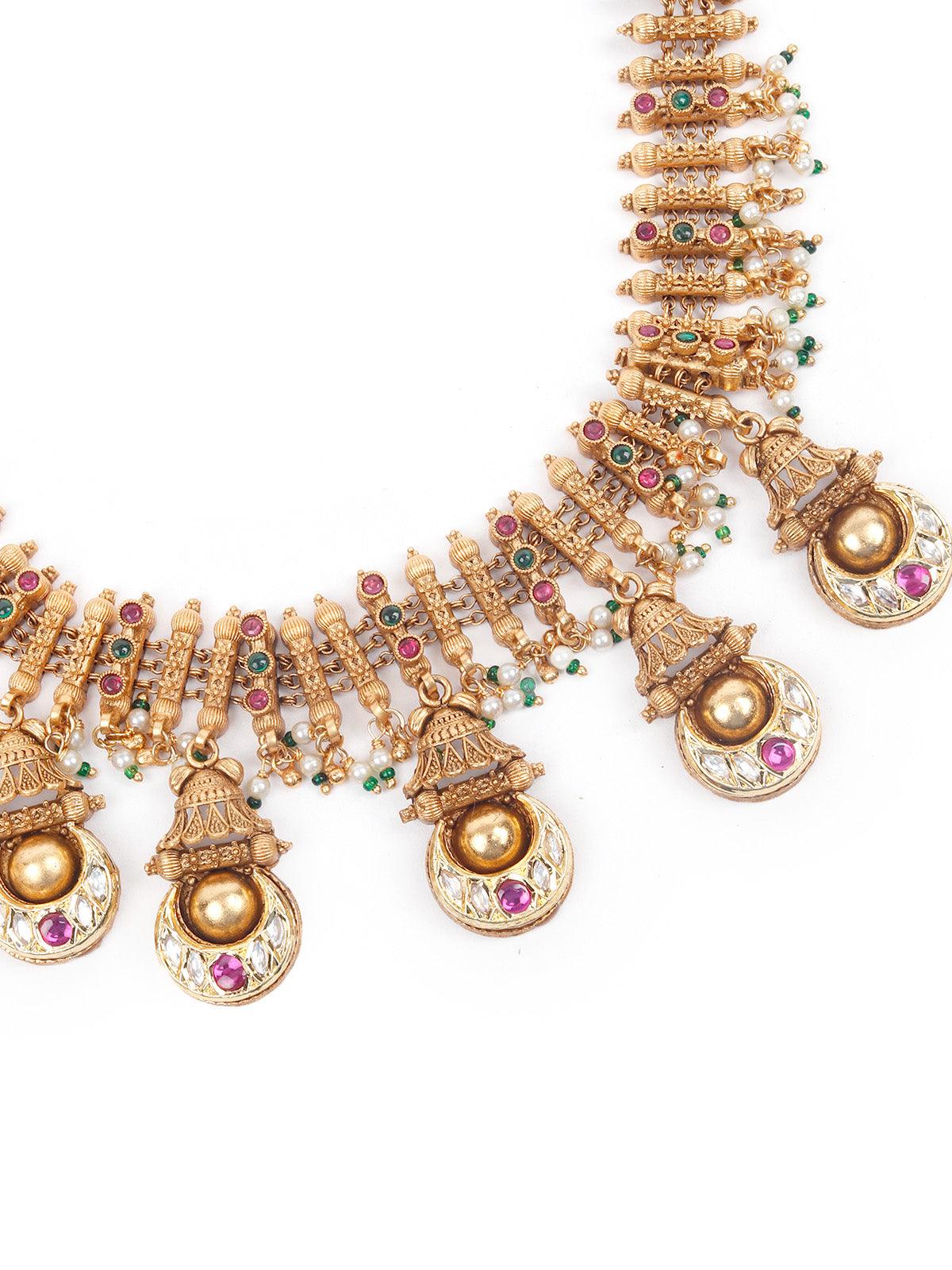 Unique Gold Studded Choker Set for Women - Rajwada