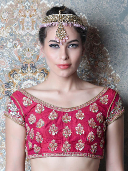 UNIQUE HEAVY PINK MAANGTIKKA - Rajwada