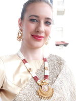 Unique White and Gold Traditional Necklace Set for Women - Rajwada