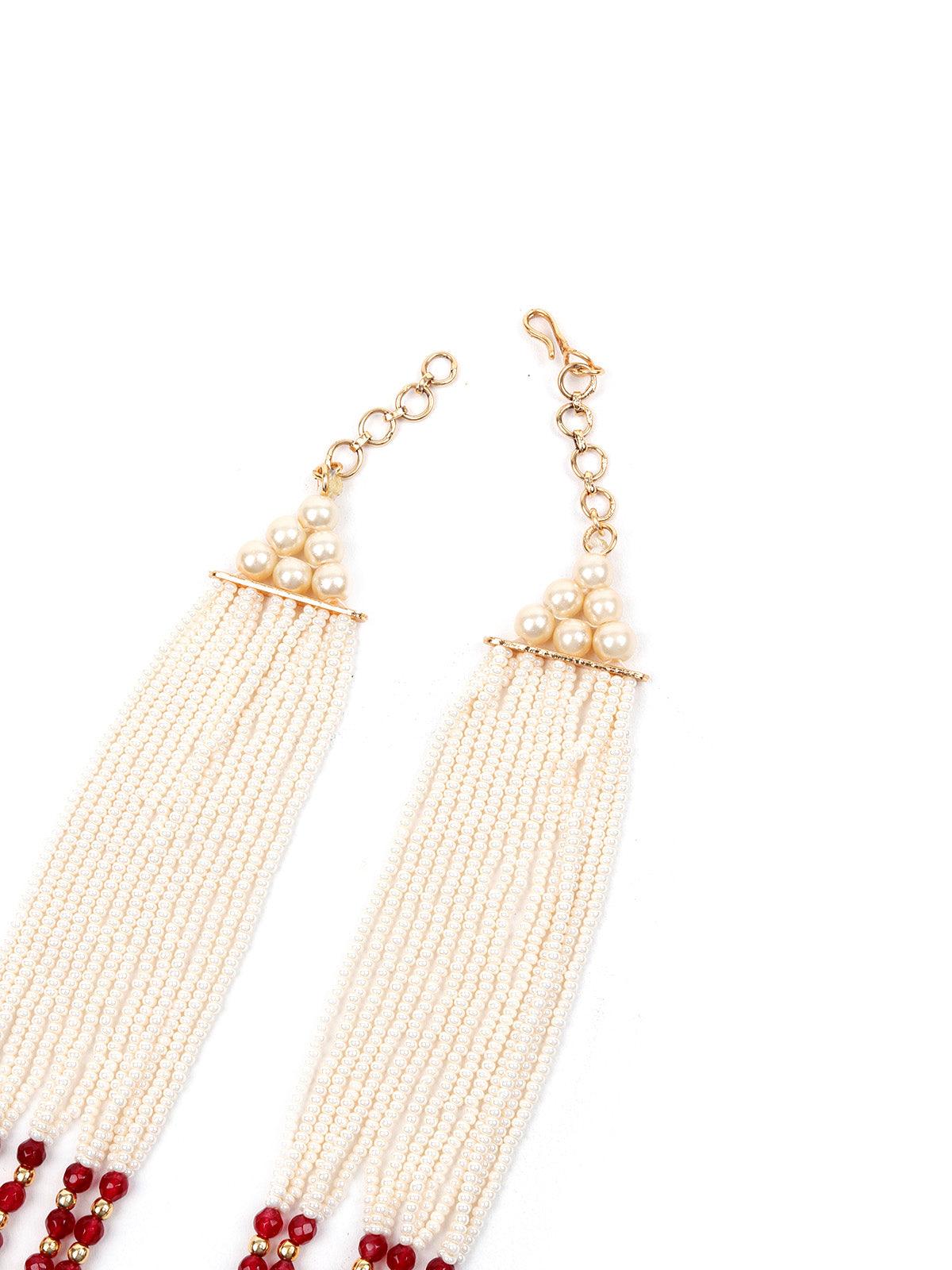 Unique White and Gold Traditional Necklace Set for Women - Rajwada