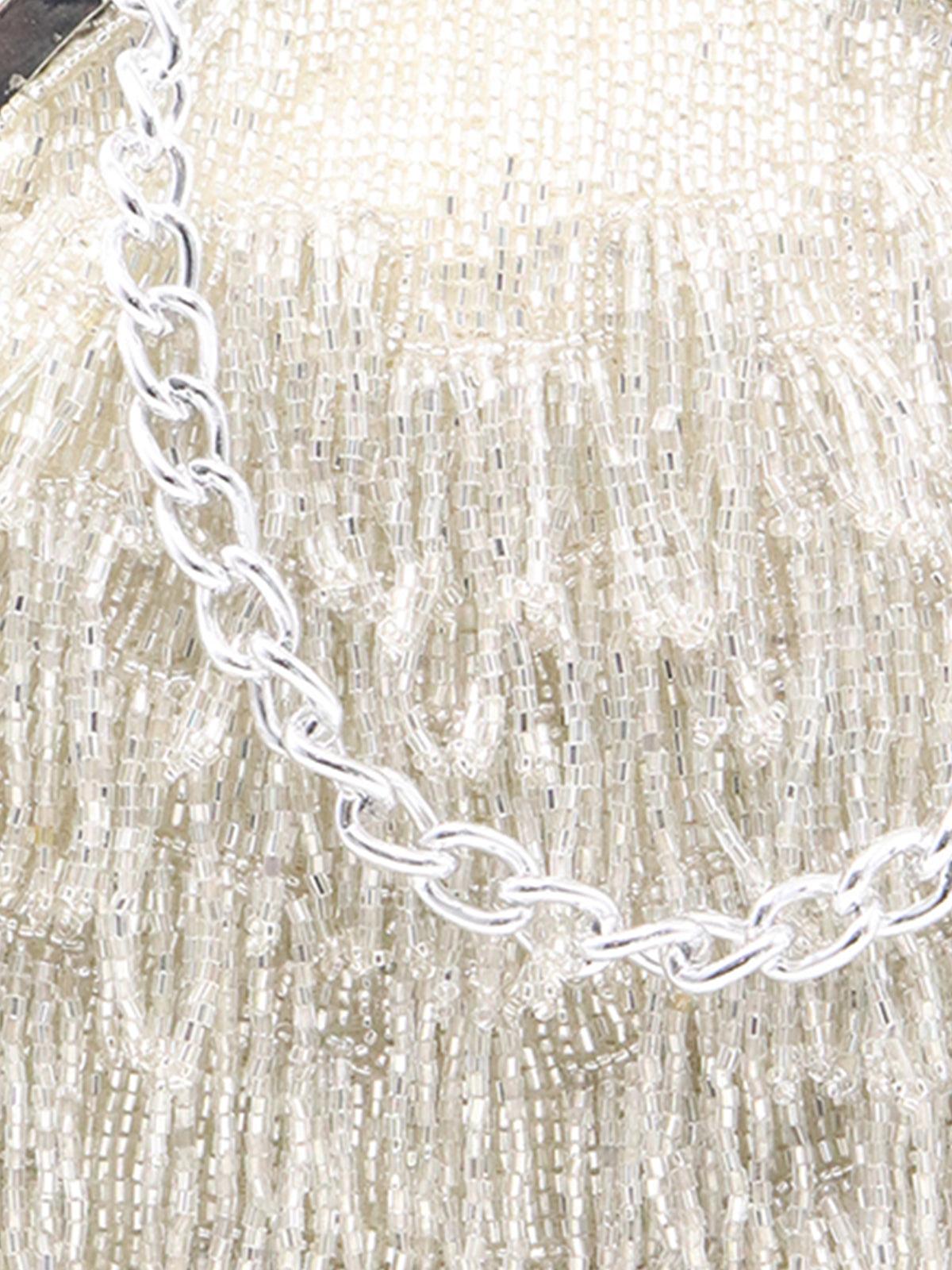 Vintage Silver Beaded Tassel Batua - Rajwada