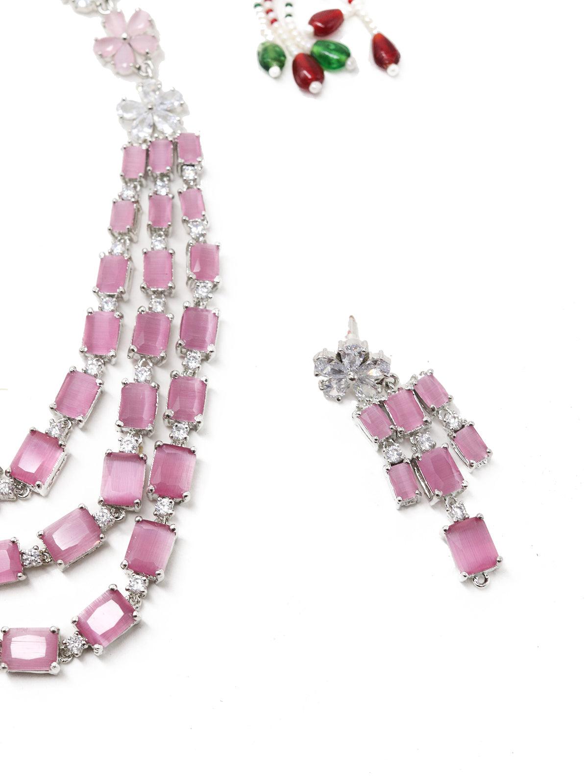 Violet Trendy Necklace with Earrings - Rajwada