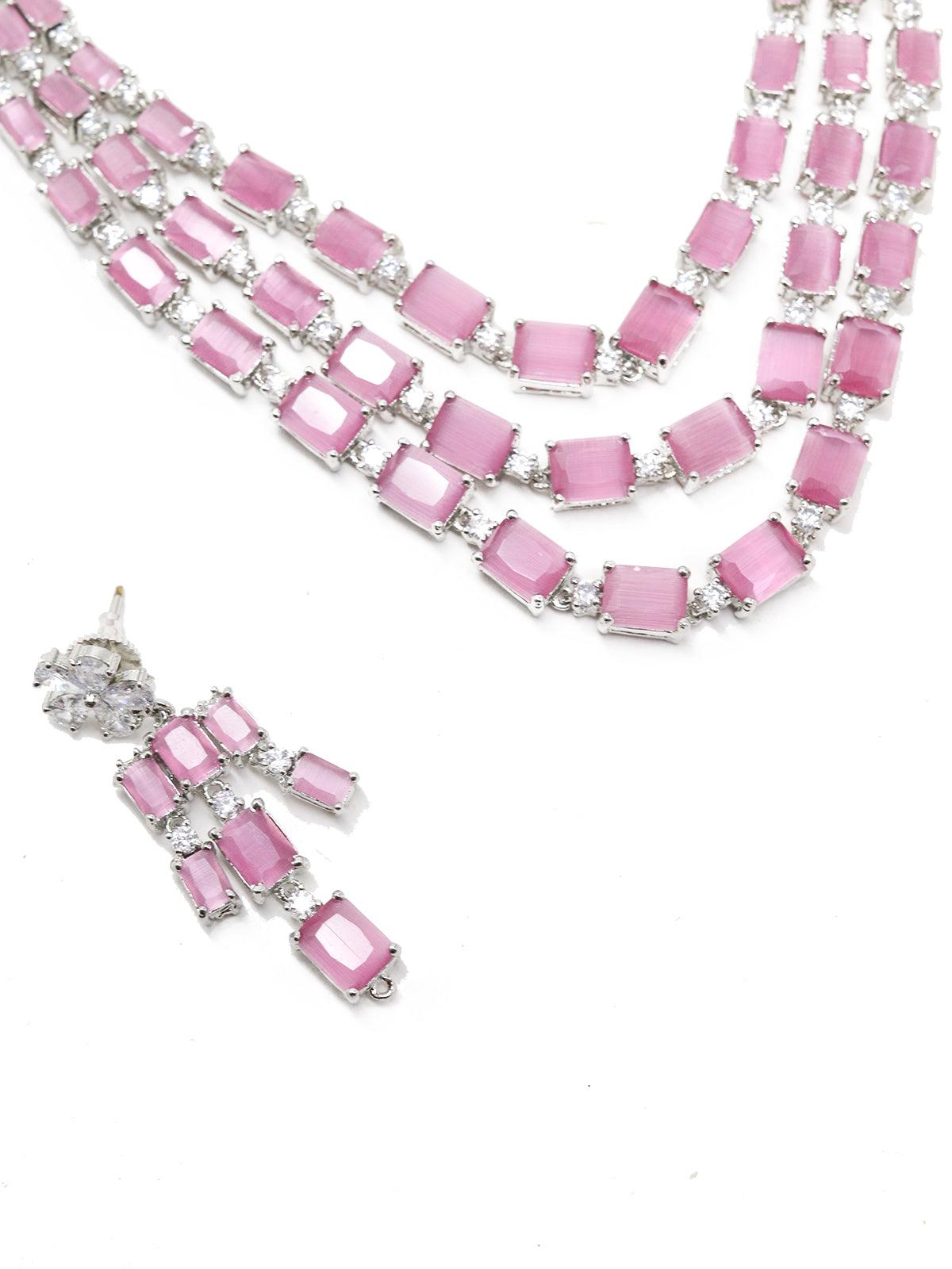 Violet Trendy Necklace with Earrings - Rajwada