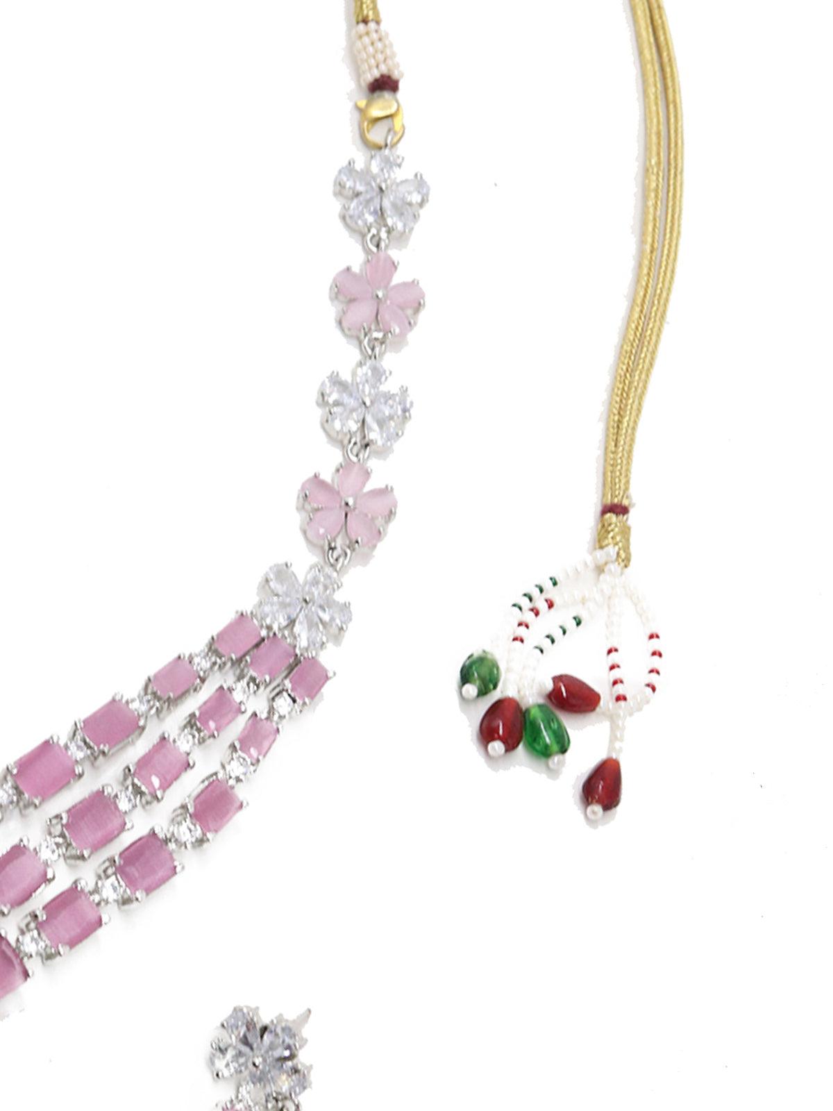 Violet Trendy Necklace with Earrings - Rajwada