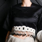 White And Black Pearl Beads Velvet Base Belt - Rajwada