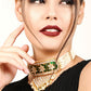 White And Dark Green Kundan Style Choker Necklace Set - Rajwada