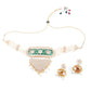 White And Dark Green Kundan Style Choker Necklace Set - Rajwada