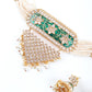 White And Dark Green Kundan Style Choker Necklace Set - Rajwada
