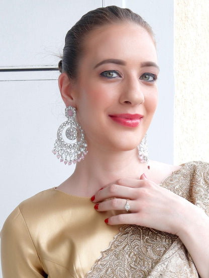 White and Pink Wonder Of An Earring - Rajwada