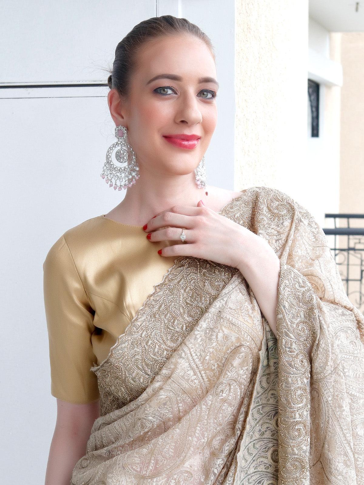 White and Pink Wonder Of An Earring - Rajwada