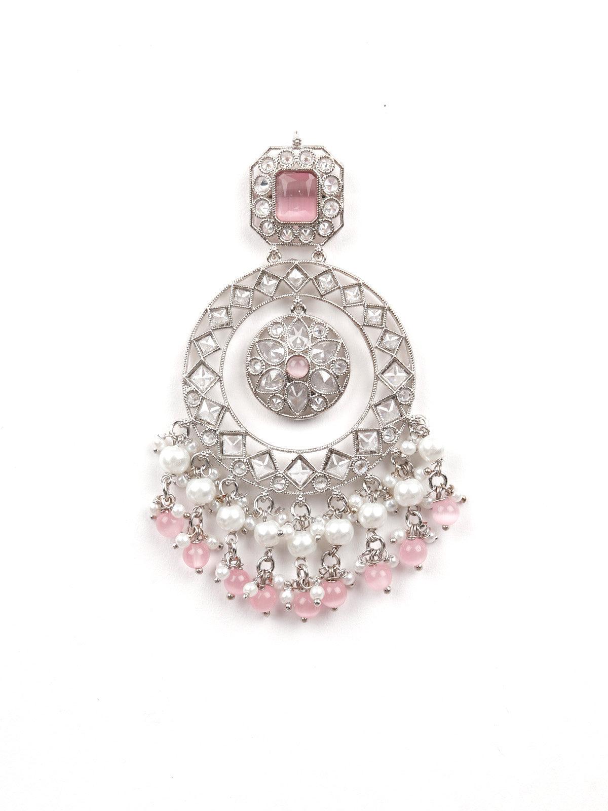 White and Pink Wonder Of An Earring - Rajwada