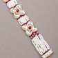 White and red beaded floral bracelet - Rajwada