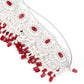 White And Red Pearl Beads Velvet Base Belt - Rajwada