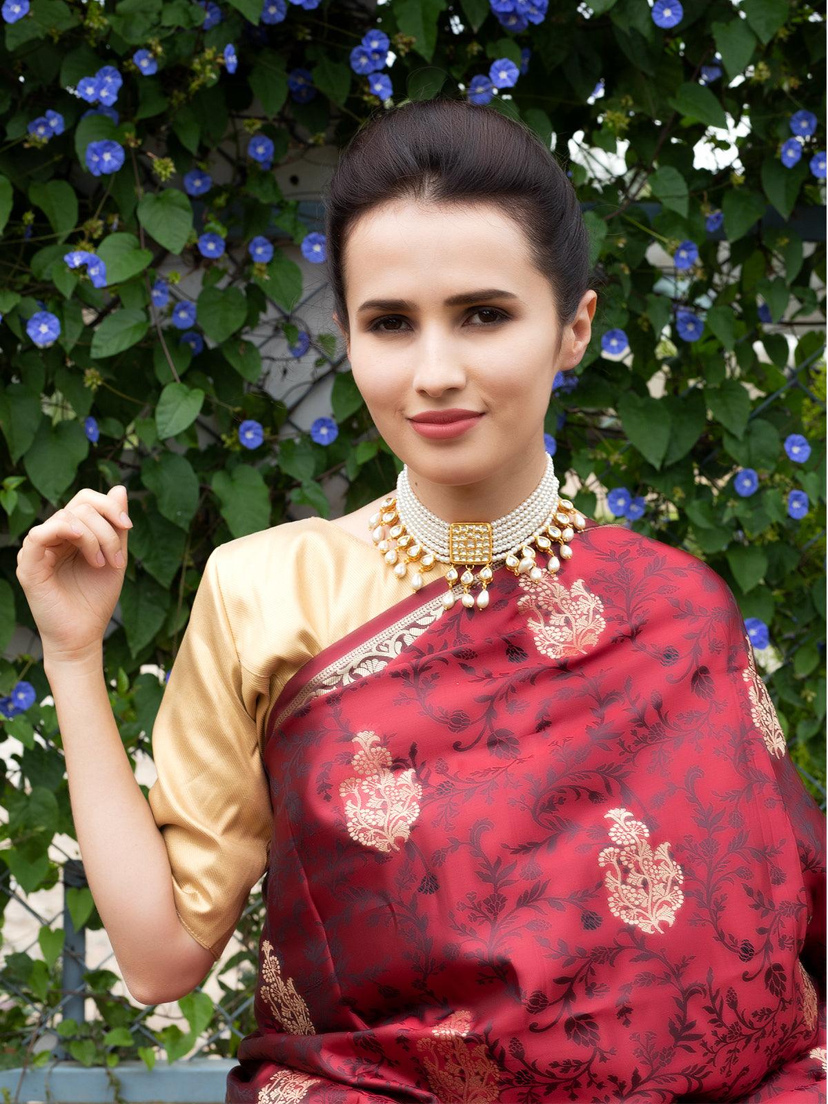 White Beaded Kundan Choker Necklace - Rajwada