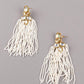 White Beaded Kundan Work Tassel Necklace Set - Rajwada
