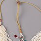 White Beaded Kundan Work Tassel Necklace Set - Rajwada