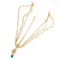 White Beads, Green Rhinestone Maang Tikka - Rajwada