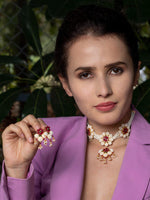 White Cluster Beaded Necklace Set - Rajwada