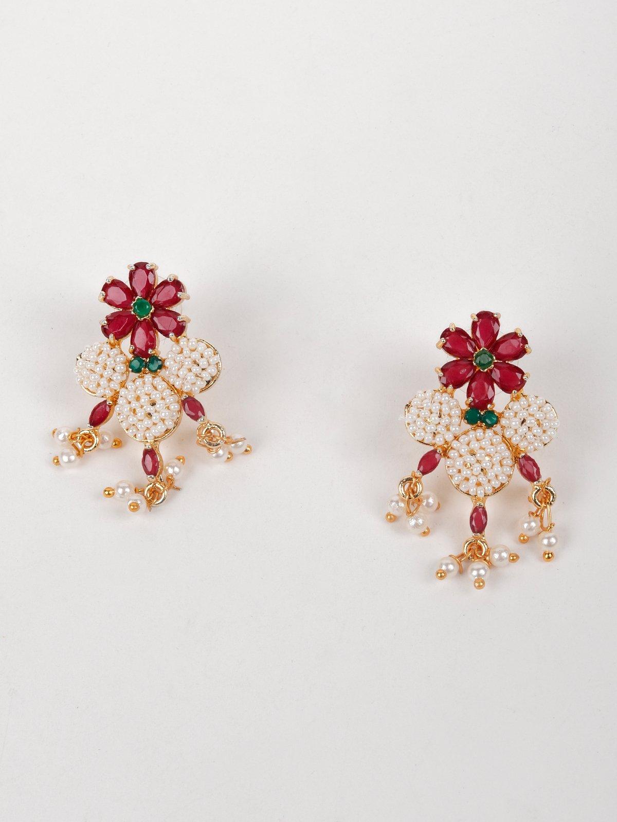 White Cluster Beaded Necklace Set - Rajwada