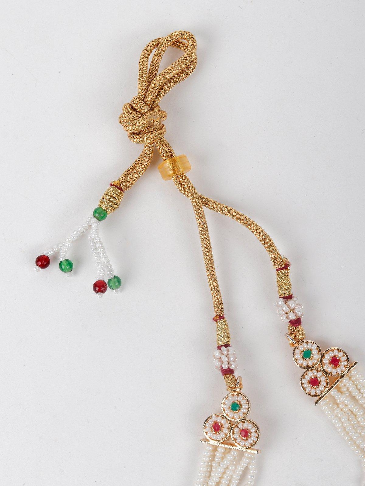White Cluster Beaded Necklace Set - Rajwada