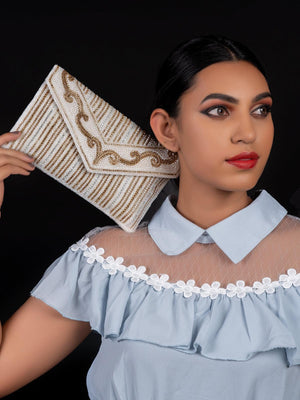 White Graceful Envelope Clutch! - Odette