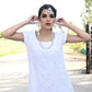 White Long Necklace With Maangtikka Set - Rajwada