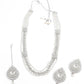 White Long Necklace With Maangtikka Set - Rajwada