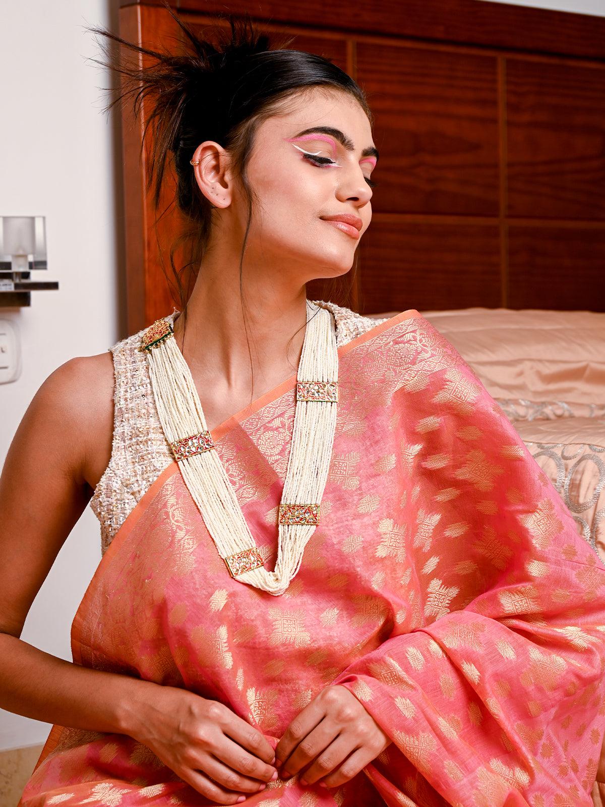 White multi-layered tradtional necklace - Rajwada