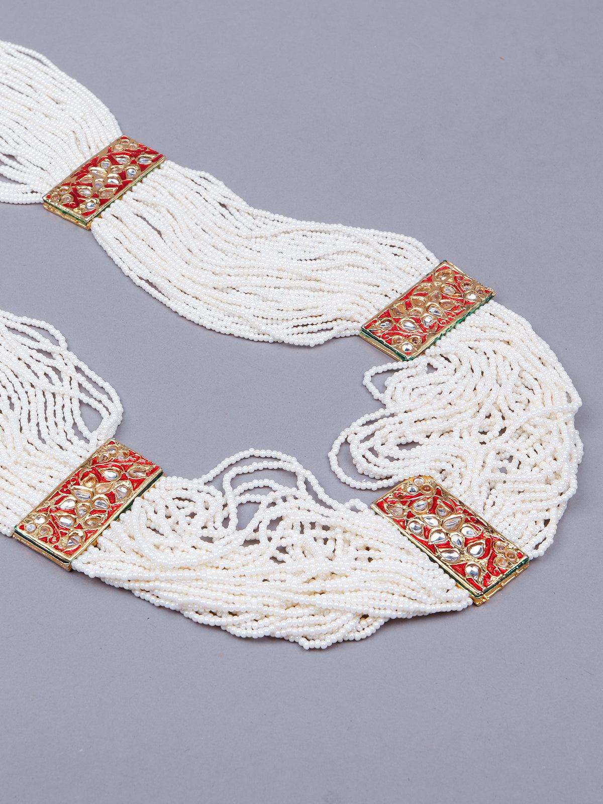 White multi-layered tradtional necklace - Rajwada
