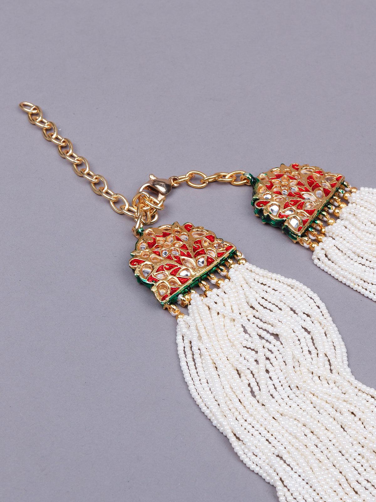 White multi-layered tradtional necklace - Rajwada