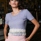 White Pearl And Rhinestone Velvet Base Belt - Rajwada